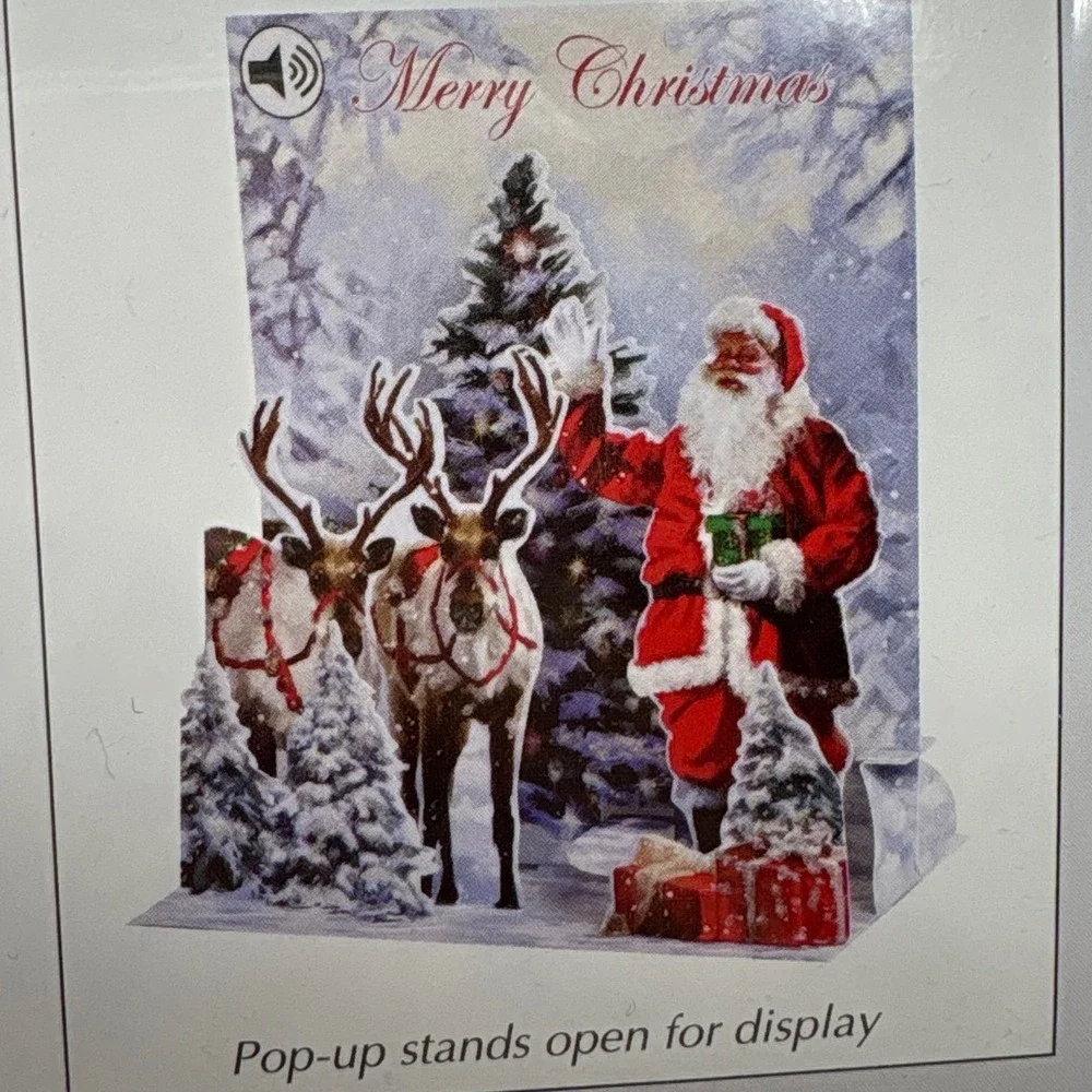 Christmas Pop‎ Up Cards Lot of 4 Santa Reindeer Snowman Joy Wreath Merry Decor